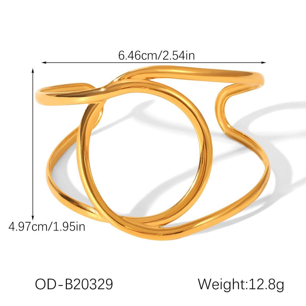 Geometric Stainless Steel Adjustable Bangle Bracelet - Non-fading, Simple, and Versatile Jewelry for Women