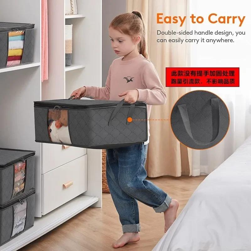 1/3/4/6/9 Pcs Foldable Comforter clothing Storage Bag Household Clothing Storage Box Dustproof Quilt Storage wardrobe organizer