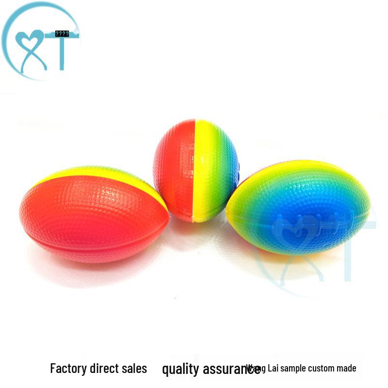 9cm PU Sponge Coffee Rugby Ball - Squishy Stress Relief Toy