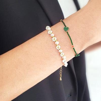 RACOHA Flower Pearl & Heart P Beads Bracelet (freshwater Pearl & Heart Bead Bracelet)