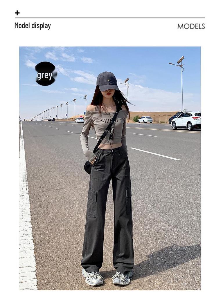 Women's Fleece-Lined High-Waisted Retro Straight-Leg Jeans with Multi-Pockets