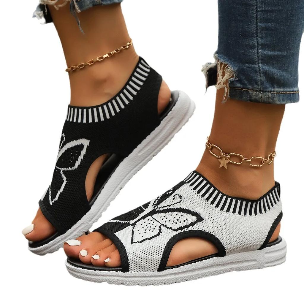 Mode Damen Sandalen Sommer Lässige Peeptoe Sandalen Mesh Mode Keile Schmetterling Rutschfest Outdoor Atmungsaktiv Sport Sandalen Sneaker