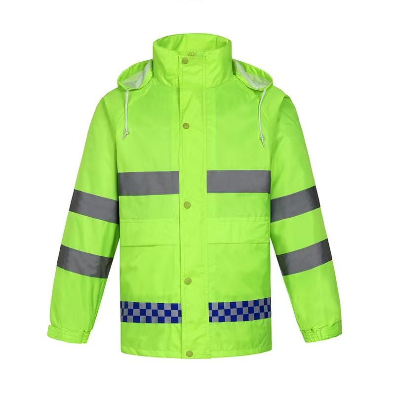 Hochgeschwindigkeits Fluoreszierend Grün Doppellagiges Reflektierendes Regenmantel- und Hosen-Set für den Schwerlastgebrauch