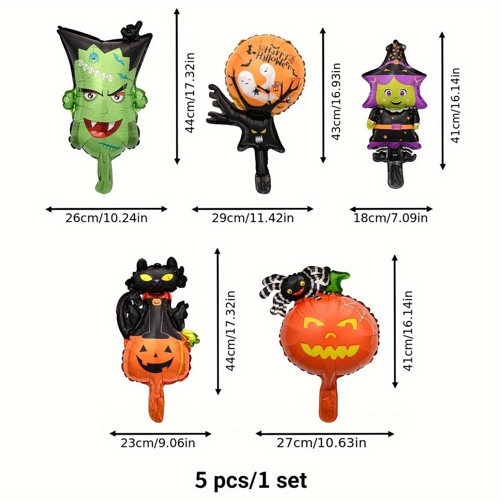 5/10pcs Mini Halloween Element Death Bat Pumpkin Aluminum Coil Balloons Random Style Halloween Terror Party Decoration Globos
