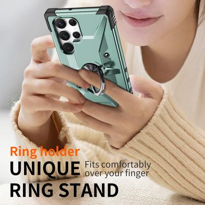 For Samsung Galaxy S24 Ultra Case PC+ TPU Hybrid Phone Cover with Ring Holder Kickstand
