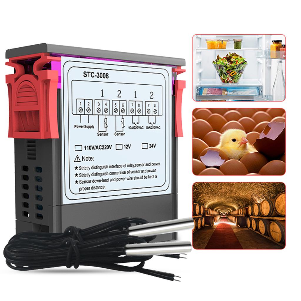 Digitalanzeige Temperaturregler Mikrocomputer Intelligenter Doppelregler Elektronischer Einstellbarer Schalter 12V