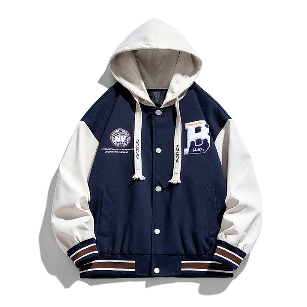 BARYPORY and Stadium American Casual Flight Plus Size Men s Women s Jacket, Outerwear, Jacket, Casual, Patched, Unisex, Fall, Spring, Winter, (M,