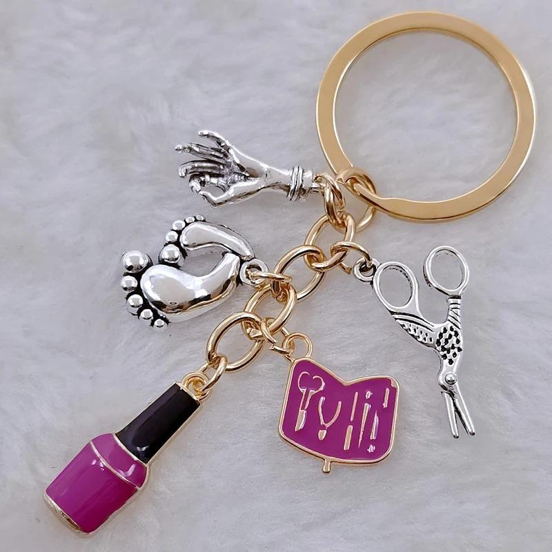 

Scissor Keychain Nail Polish & Alloy Nail Art Tool Set - Cross-Border Fashion Gift for Women