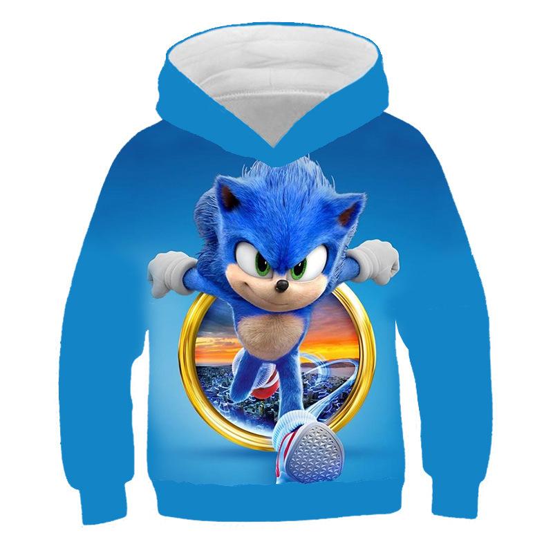 Podzimní 3D mikiny s potiskem Sonic the Hedgehog Módní Ležérní Sportovní Dlouhý rukáv Dětské Chlapecké Mikiny s kapucí