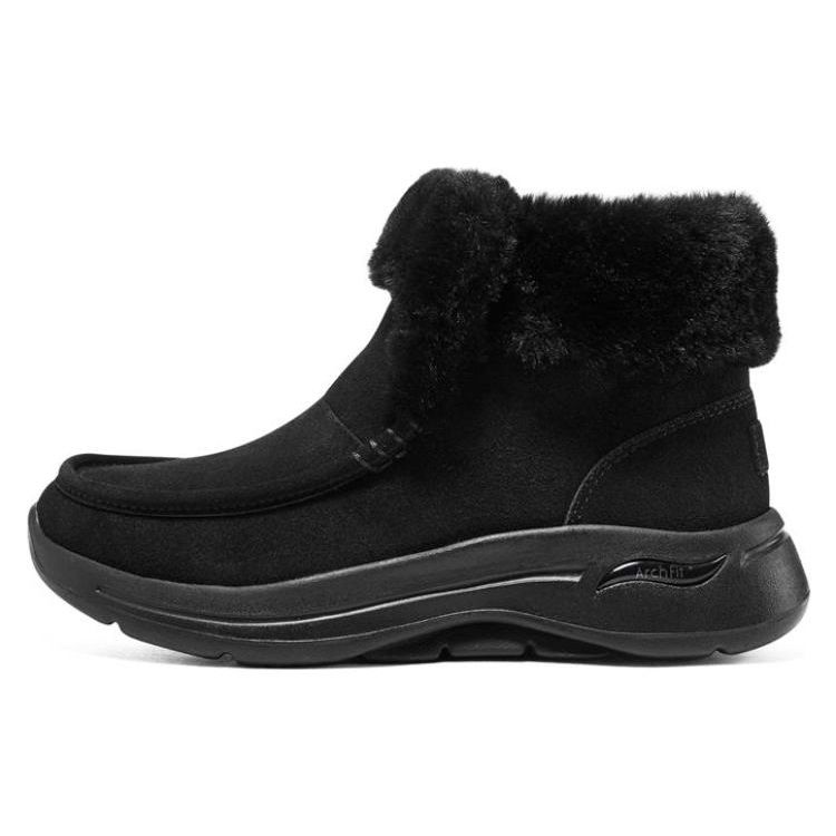 Skechers Go Walk Arch Fit Suede Warm Comfortable Ankle Snow Boots Women boots Black 144423-BBK 35