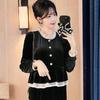 Women's Stand-Collar Black Tummy-Covering Top - 2025 Spring/Autumn Fashion