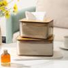 Tissue Clear Box Transparent Wooden Cover Napkin Box Simple Rectangular Toilet Paper Holder Stand Modern Desktop Tissue Holder