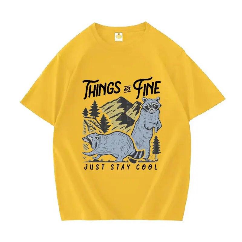 

Винтажные футболки с забавным рисунком енотов, женская мода унисекс, топы высокого качества, футболка большого размера из 100% хлопка, уличная одежда 3XL