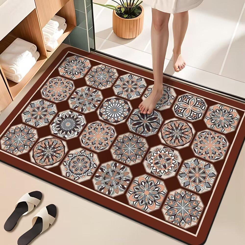Colorful Brick Carpet Foot Mat Entryway Non-Slip Door Mat Diatomaceous Earth Water Absorbent Quick-Dry Floor Mat