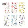 Floral Plant Decals 6 Sheets/Set Natural Flower Scrapbook Stickers, Waterproof PVC Plants Decals, Hand-painted Stickers Transparent Decorative for DIY