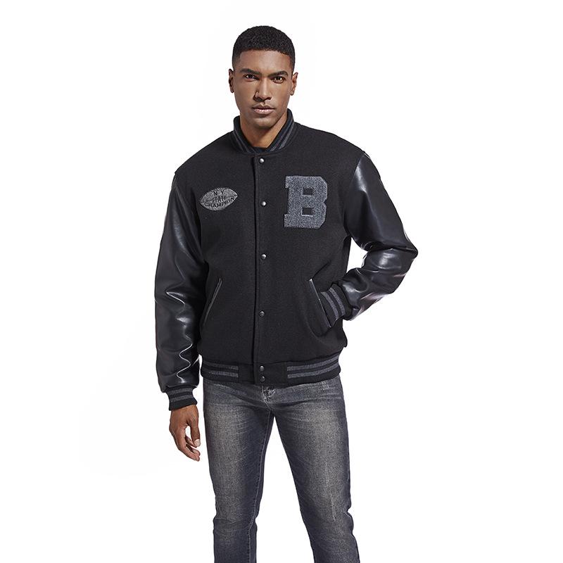 Men's Varsity Jacket Regular Fit Casual Letterman Baseball Bomber Jackets for Men Fall Winter Thicken Outdoor Button Down Vintage Jacket With Pockets