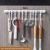 No-hole Sliding Sticky Hooks Behind Kitchen Cabinet Doors with Rows of Storage Track Hooks