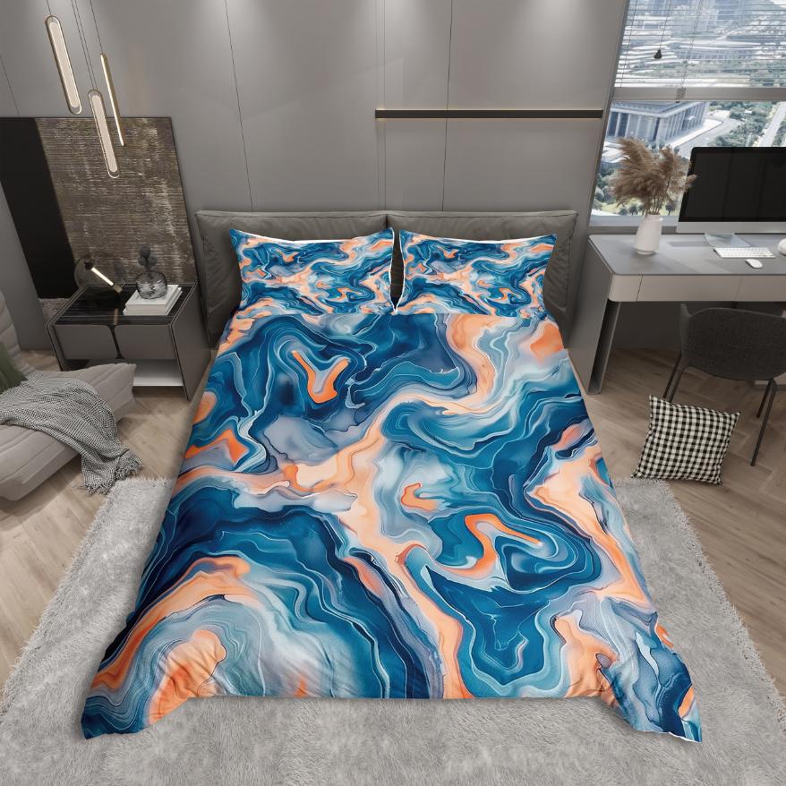 Homewish Dreamy Watercolor Duvet Cover Set For Teens Oil Printing Bedding Set Modern Abstract Art Reversible Decor