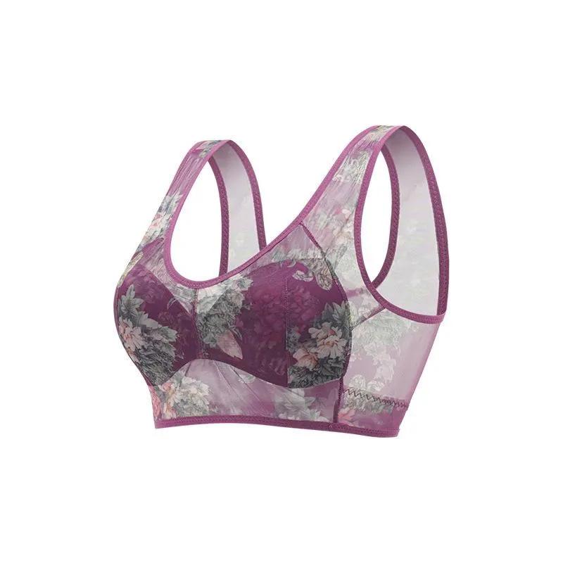 Sexy Pattern Printed Plus Size Vest Bra, One-Piece Fixed Cup Wireless Breathable Women Bra