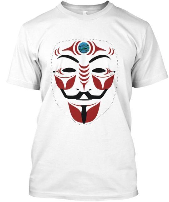 Salish Fawkes Mask Design By Ostwelve Tee T-shirt Made in the USA Size S to 5XL Unisex T-Shirt S