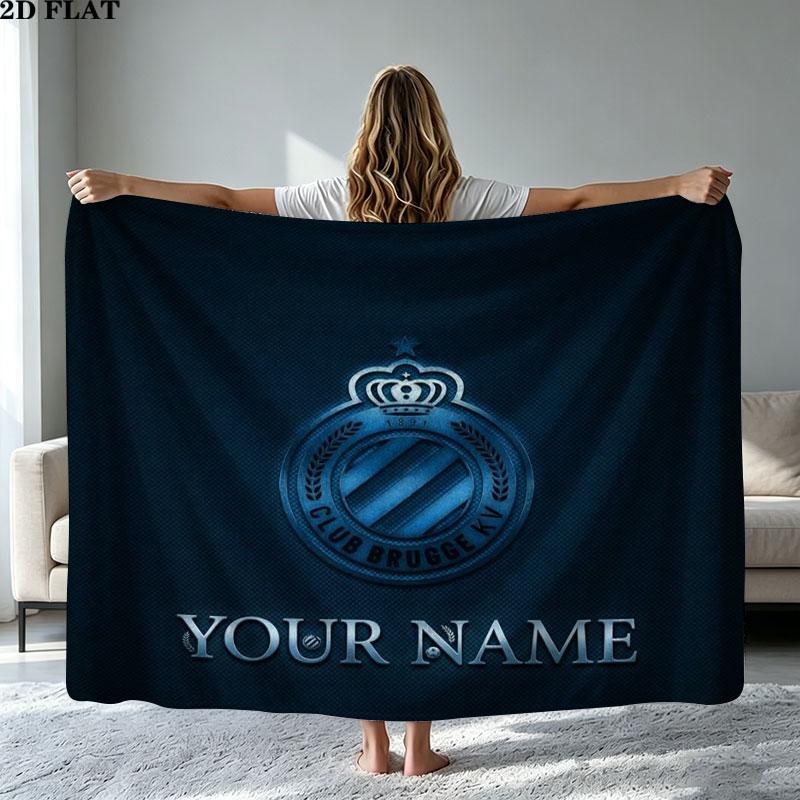 1PC Club Brugge KV Custom Name Patterned Flannel Blanket Suitable For All Seasons for Home Decor Warmth and Comfort Gifts Holiday Present