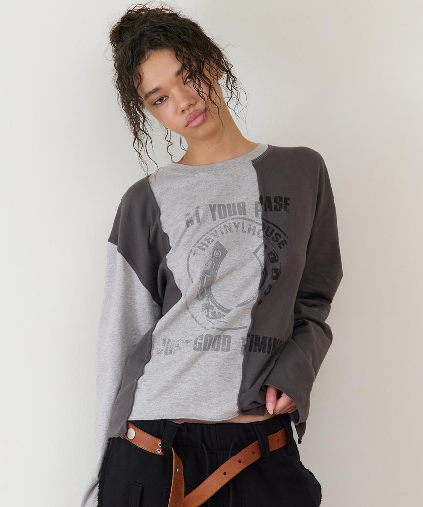 THEVINYLHOUSE Block Unbalance Ls Tee(W) Gray