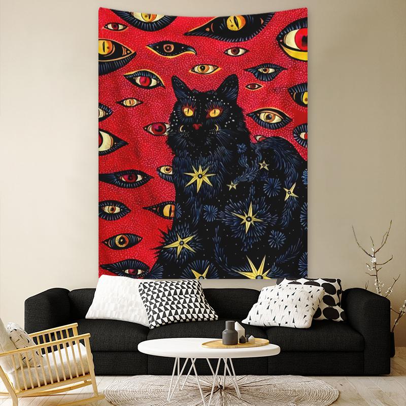 1pc Cat tapestry, fantasy eyed cat tapestry, bedroom living room home decoration wall hanging