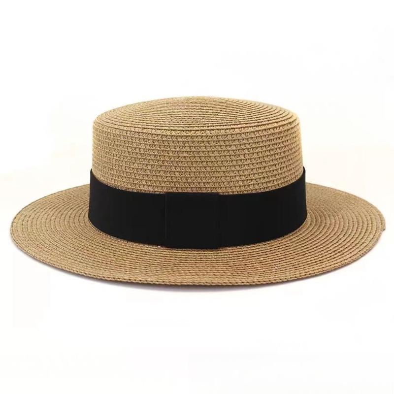 

1pc Summer Women Wide Brim Straw Hats for Women Chapeau Female Playa Sun Caps Boater Panama Beach Hat Sombrero Mujer Fedora Caps One Size чёрный