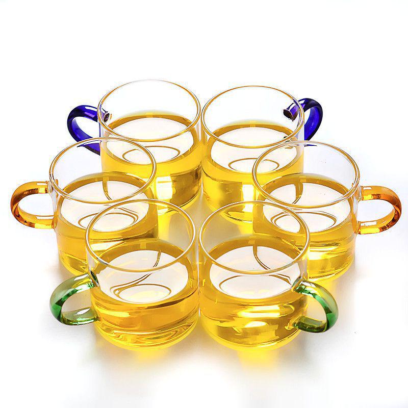 Heat-Resistant Glass Tea Cup with Handle - Household Gongfu Style, Transparent and Thickened for Individual Use