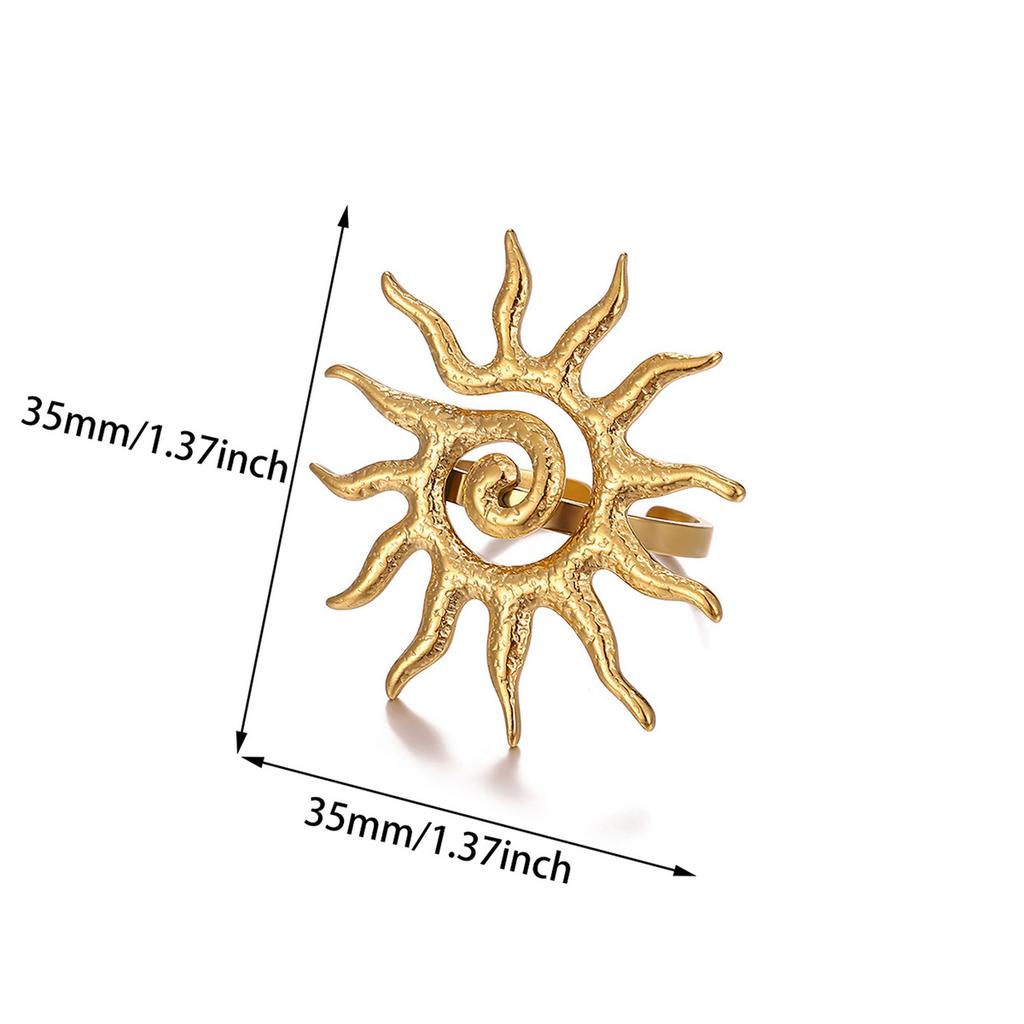 Sun Punk Anillos For Women Multilayer Broad Surface Opening Rings For Women Gold Color Stainless Steel Geometry New Ring Jewelry