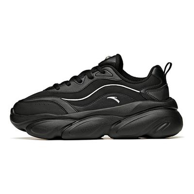 Cushioning Slip Resistant Abrasion Resistant Breathable Low Top Chunky Sneakers Women's Black 922358894-6
