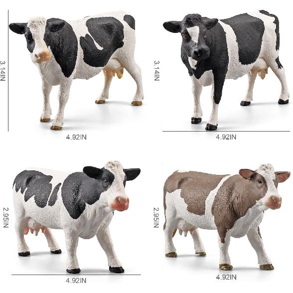 LC JoyCre Cow Figure Toys 4PCS Realistic Big Cows Figurines Toys for Toddlers Simmental Cows Holstein Cow Figures for Kids Birthday 3 4 5 6 Year Old