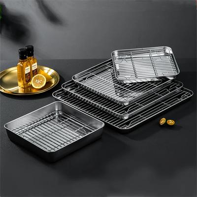 Square Stainless Steel Baking Tray Removable Cake Grid Cooling Rack Kitchen Food Plate Non-Stick Barbecue Biscuit Oven Bakeware
