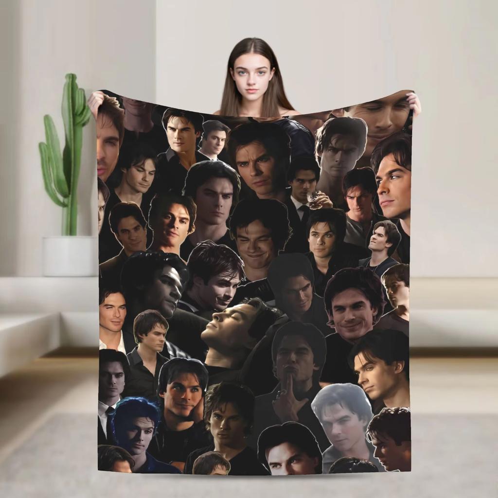 The flannel blanket from the TV series "The Vampire Diaries" is suitable for sofas living rooms offices bedrooms and travel