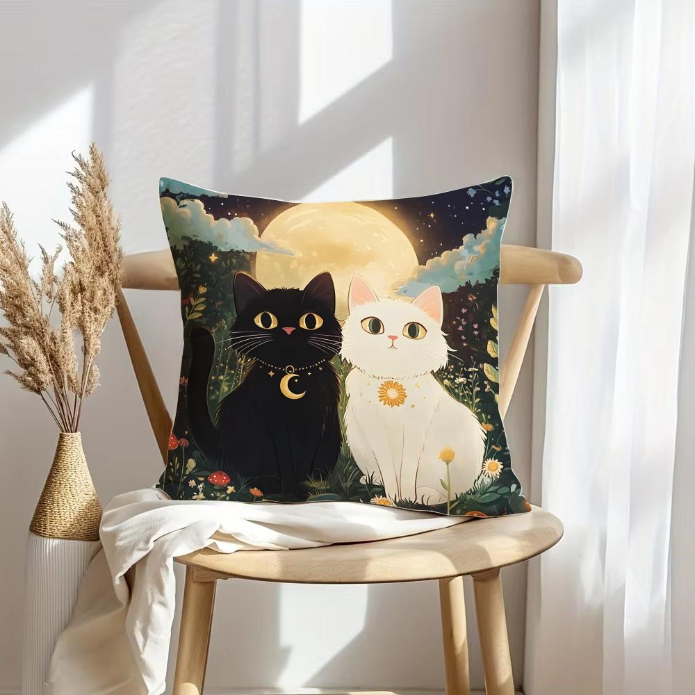 Wizard Cat Cushion Cover Soft Plush Throw Pillow Cover | Double-Sided Decorative Cushion Case | Sofa Bedroom Home Decor