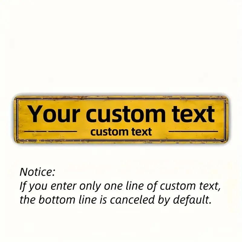 Custom Retro Yellow Metal Street Sign Personalized Text Wall Decor For Home Bar Business Spaces
