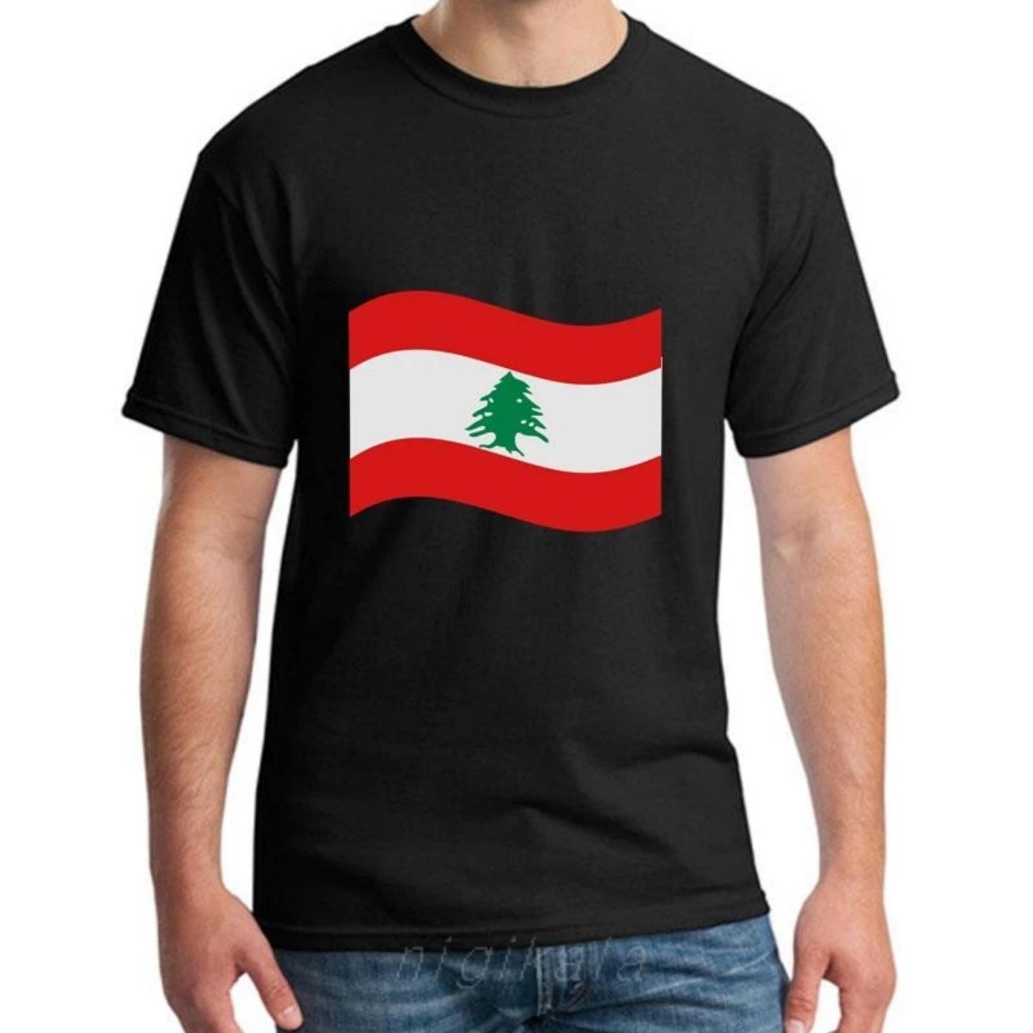 

fashion Lebanon Lebanese t-shirt men and women Short Sleeve Original summer mens t-shirts Crew Neck Outfit S чёрный