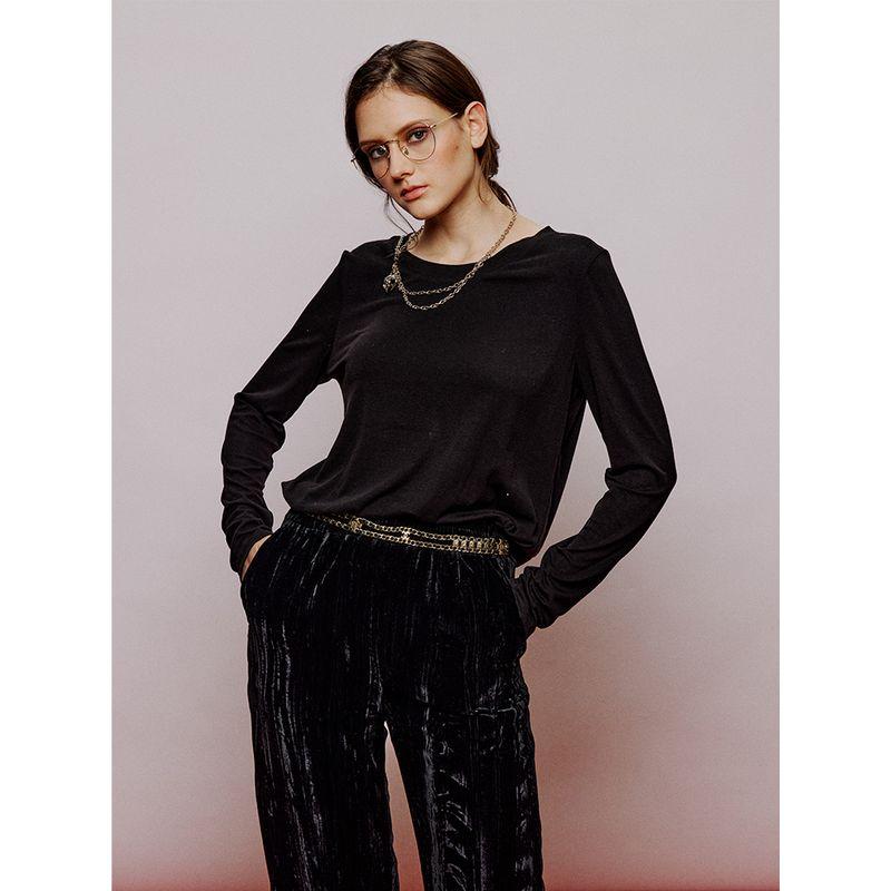 

Blacknini Yin Waffle/Jin Mouth Mernu Woven Fleece Basic All-Match Row Style T-shirt Black((In Stock)) S