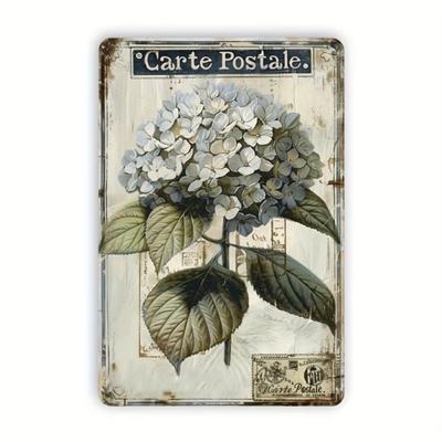 Retro Hydrangea Tin Sign 8x12 Inch Metal Wall Art for Home Cafe Bar