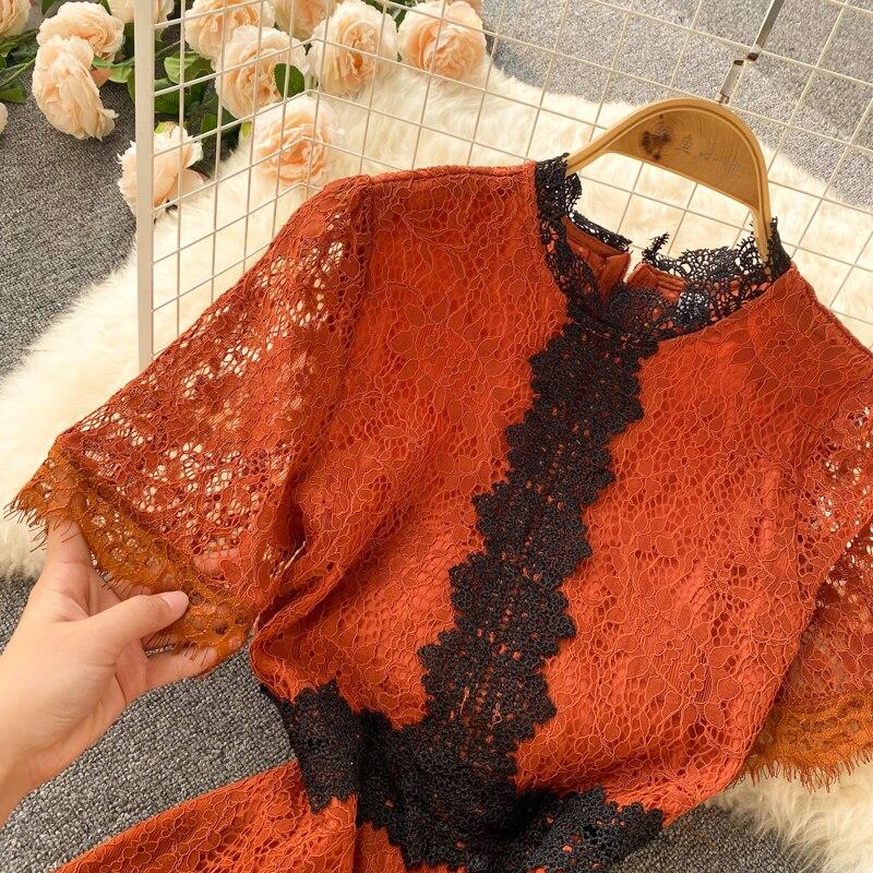 RUGOD 2025 Léto Nový Design Smysl pro Prémiovost Smysl pro Menšinu Francouzské Retro Duté Krajkové Výšivky Šaty Princeznovské Vílí Šaty