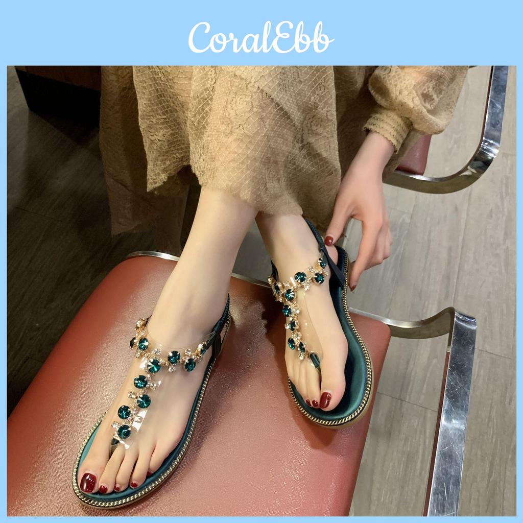 Bohemian Style Roman Sandals For Adults With Water Dazzle Stones And Nonslip Rubber Bottom