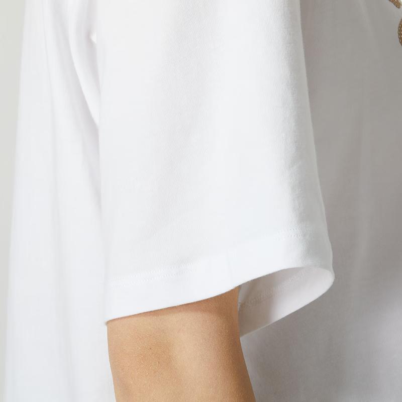 Puma Potisk loga Jednoduché Prodyšné Sportovní Tréninkové Outdoorové Volnočasové Tričko s Kulatým Výstřihem a Krátkým Rukávem s Prodlouženým Ramenem Dámské Topy Bílé 682164-02