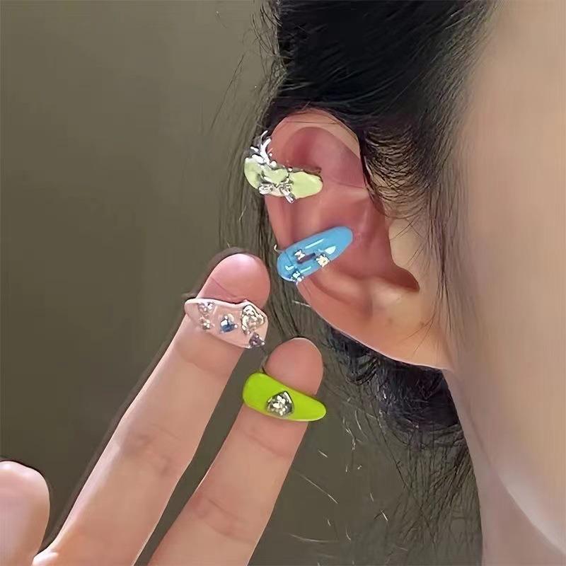 Sweet Colorful Zircon Ear Cuff Ear Clip for Women No Pierced Candy Color Geometric Earcuff Ear Wrap Earcuff Clip Wedding Jewelry