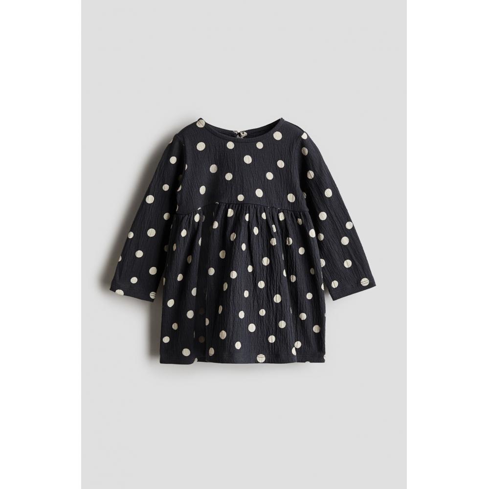 

H M Crinkle Jersey Dress Black Dots