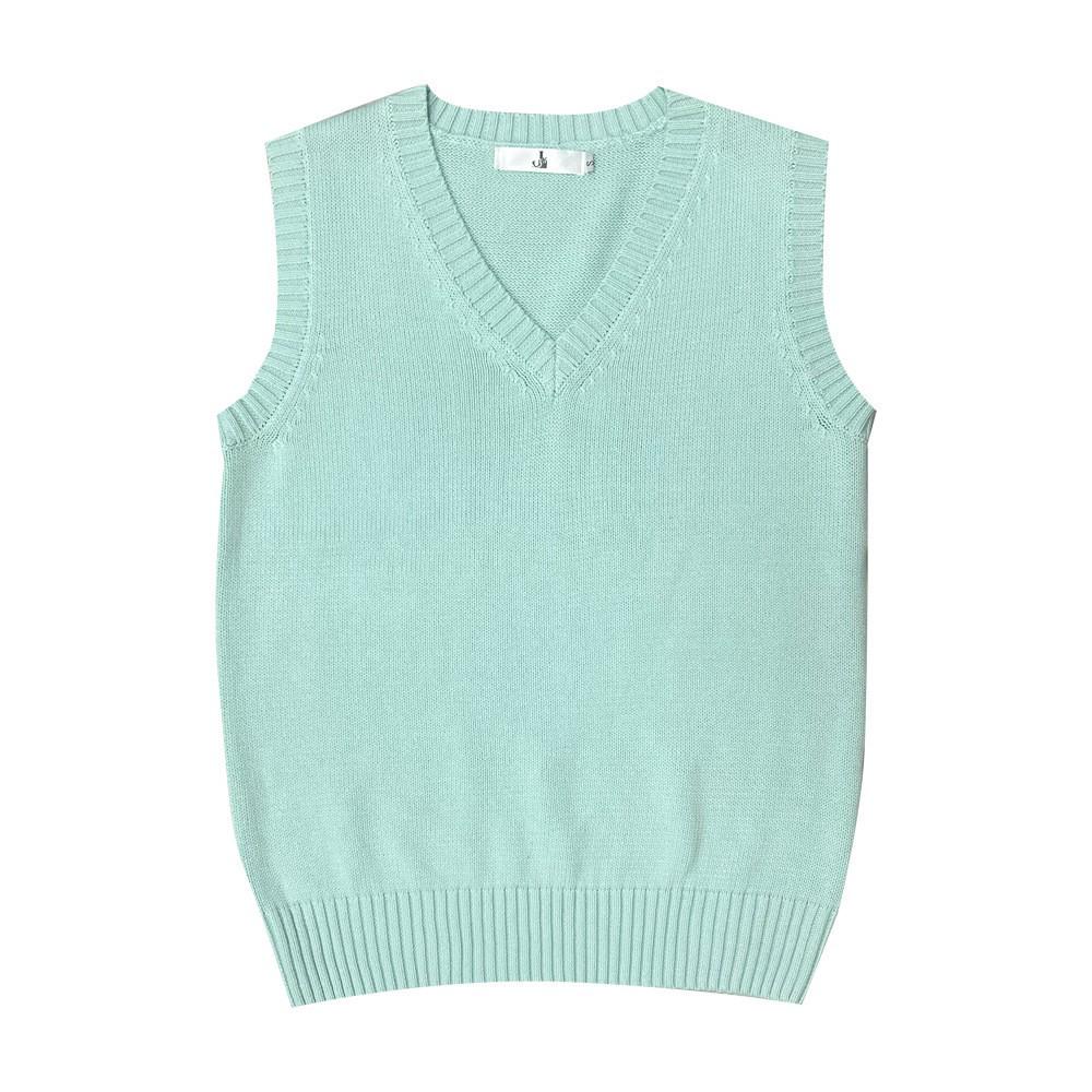 Japanese College Style V-Neck Sweater Vest - Solid Color Knit for Spring & Autumn