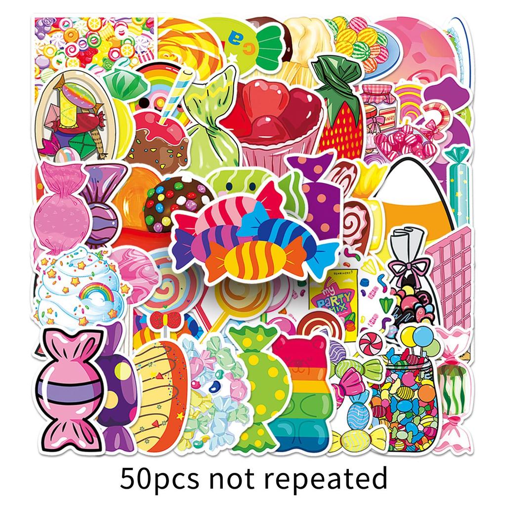 50 Colorful Candy Doodle Personalized Cartoon Children's Guka DIY Mobile Case Suitcase Stickers Waterproof