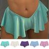 Ruffle V Waist Γυναικείο Σορτς Μονόχρωμο Χαμηλόμεση Φαρδύ Μίνι Σορτς Γυναικεία Ρούχα