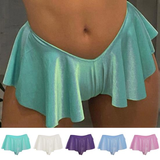 Ruffle V Waist Γυναικείο Σορτς Μονόχρωμο Χαμηλόμεση Φαρδύ Μίνι Σορτς Γυναικεία Ρούχα