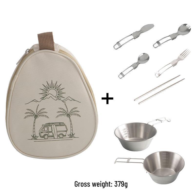 Sierra Outdoor 304 Stainless Steel Folding Camping Bowl with Fixed Handle