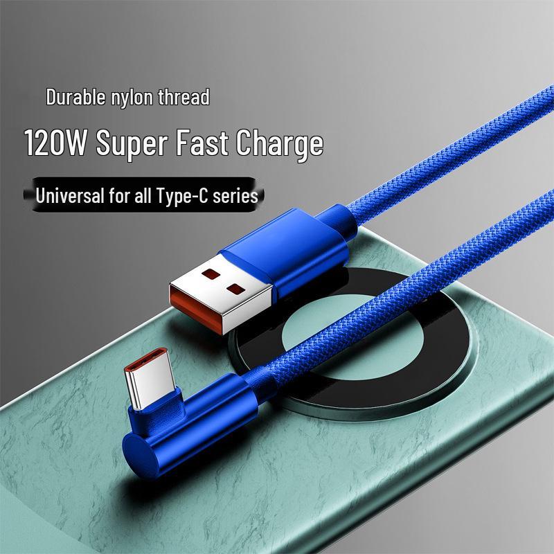 120W Fast Charging Cable, Type-C Compatible with Huawei, Honor, Vivo, Oppo, Android, & Apple Devices